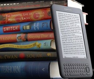 Kindle e-book.The slimline Kindle?s electronic ink screen is de