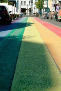 For Reykjavik Pride, a rainbow painted street was commissioned. It was beautifully sunny and a lovely long road. I’m glad that it wasn’t removed after Pride was over, that it’s there to stay. 