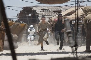 Rey (Daisy Ridley) and Finn (John Boyega) on the run. Image: Lucasfilm 