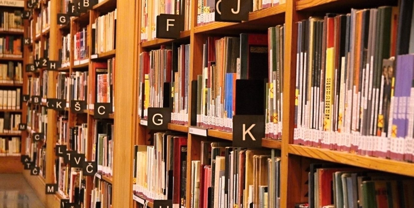 Shelves in a book shop