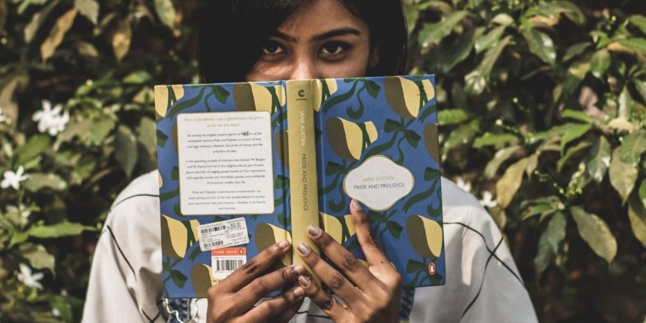 Girl with an Austen book in her hand