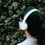 girl with headphones music