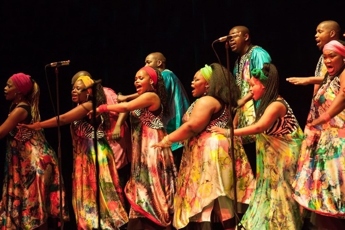 The Soweto Gospel Choir perform on stage
