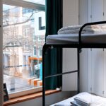 Hostel dorm with bunk beds