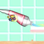a small cartoon man crashing into a tube of toothpaste
