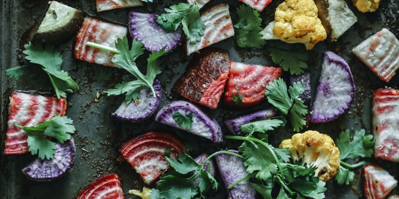 Roasted veggies on a tray