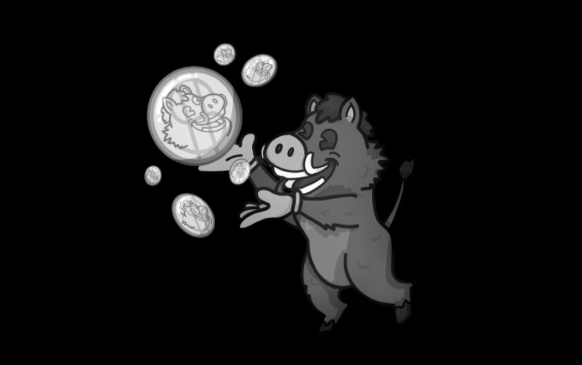 an illustration of a boar throwing coins