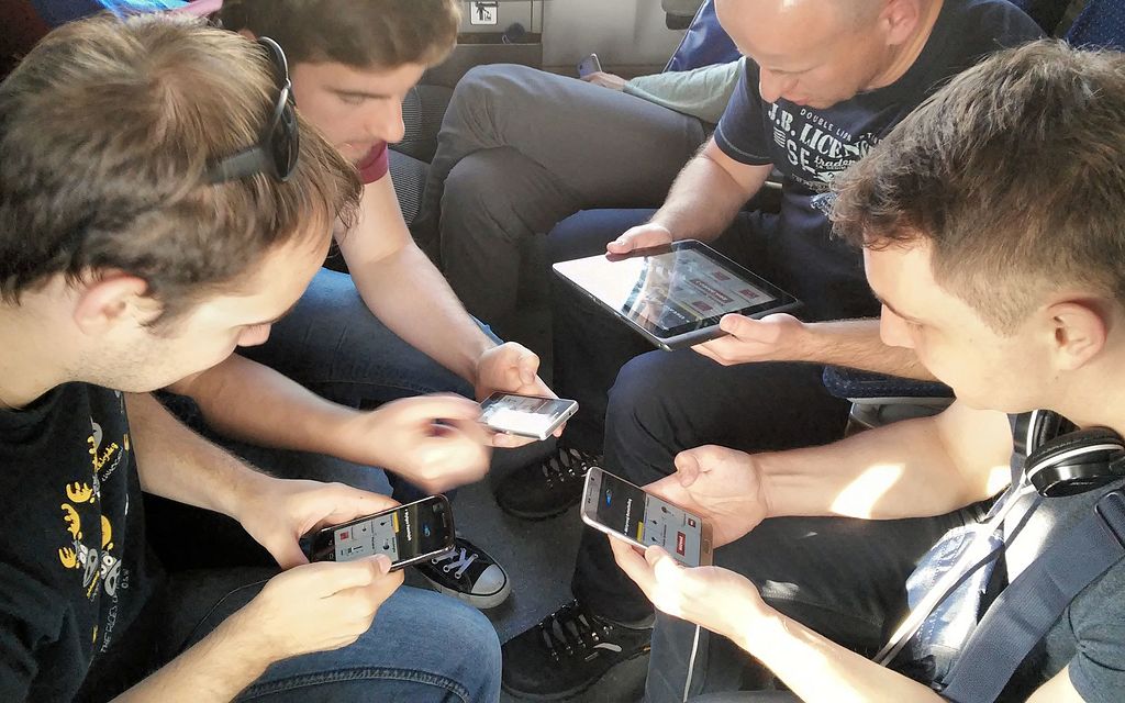 People playing games on phone