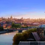 Remy, the main protagonist in the film 'Ratatouille', gazing at Paris' skyline