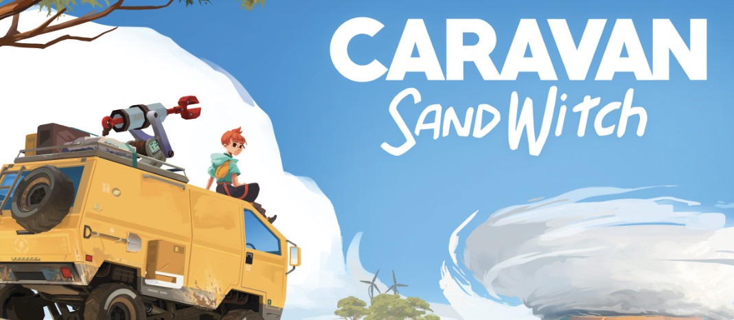 Key art from Caravan SandWitch featuring a girl sitting on a yellow caravn with blue skies