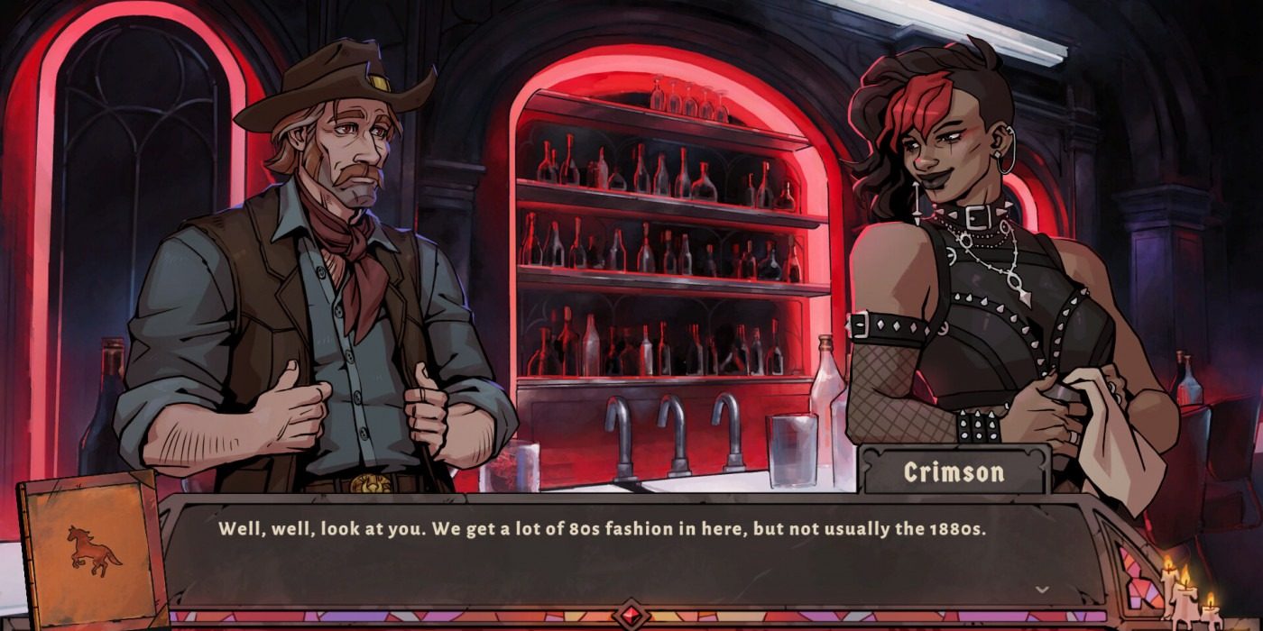 A screenshot from the game featuring the main character and another character on the right