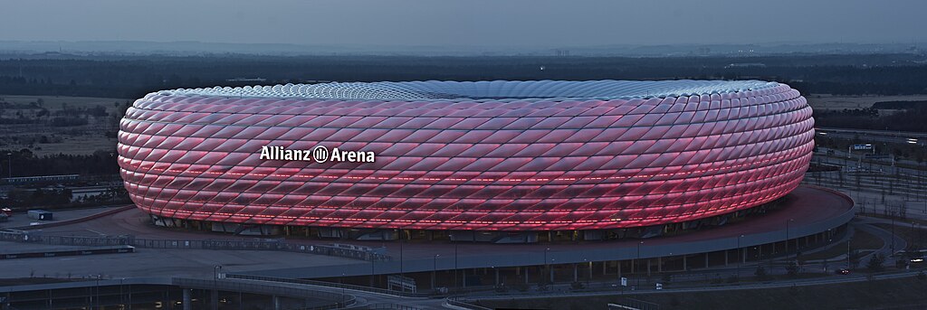 Bayern Munich's impressive Allianz Arena at Sundown