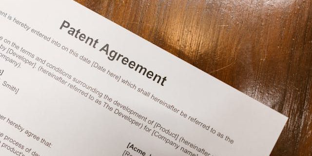 Stock image of a patent paper