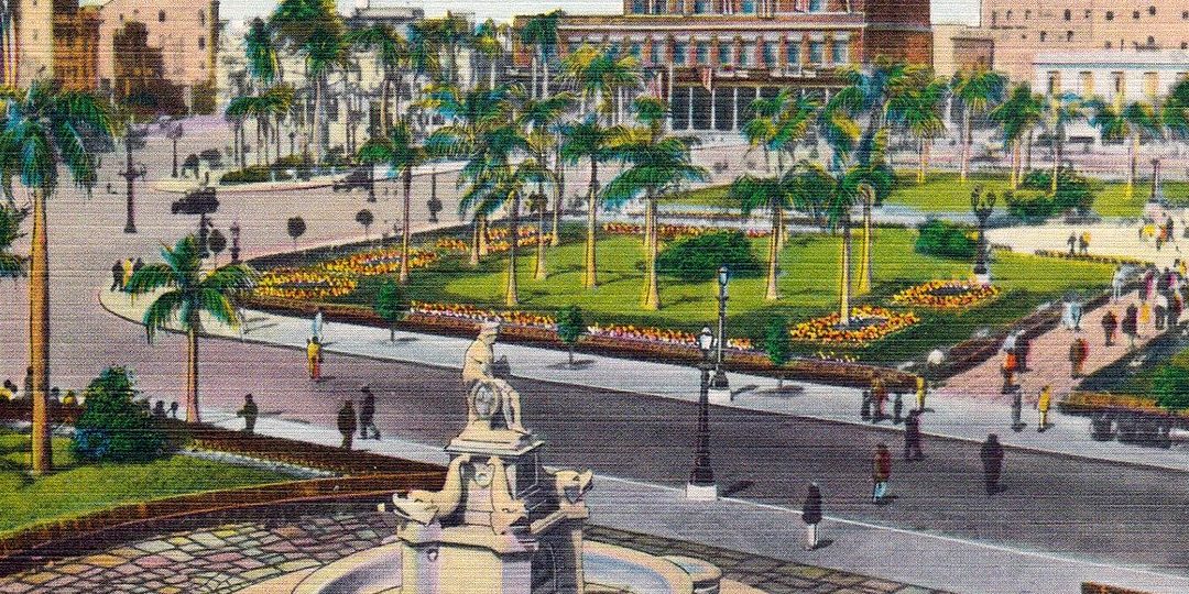 A postcard illustration of 1950s Havana