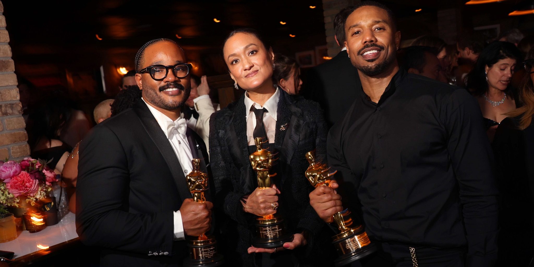 Ryan Coogler, Autumn Durald Arkapaw, and Michael B Jordan at Warner Bros. Pictures Post-Oscar Celebration in West Hollywood