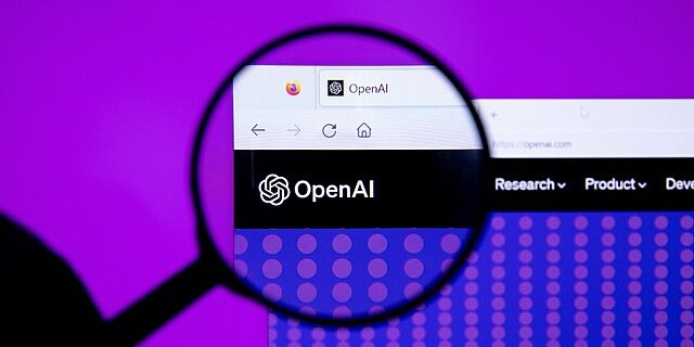 OpenAI logo with magnifying glass