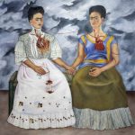 Two Fridas painting by Frida Kahlo, two identical women in different clothes